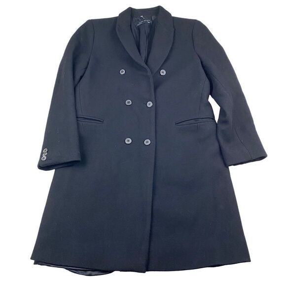 Zara Wool Blend Double Breasted Jacket Black Large - Picture 1 of 10